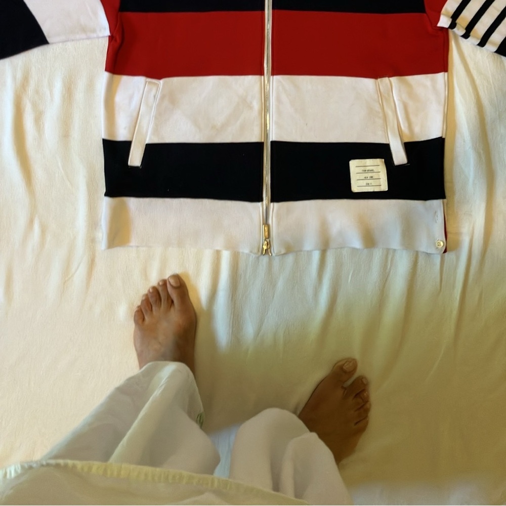 Thom Browne striped rugby hoodie size 4